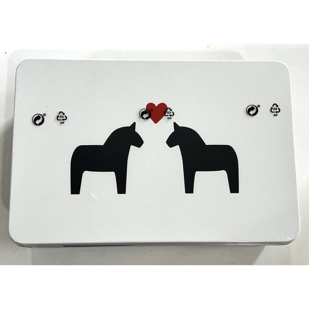 SET of 3 Ikea HASTHAGE Metal Tin with Lid Dala Horse Multicolor New 505.243.60